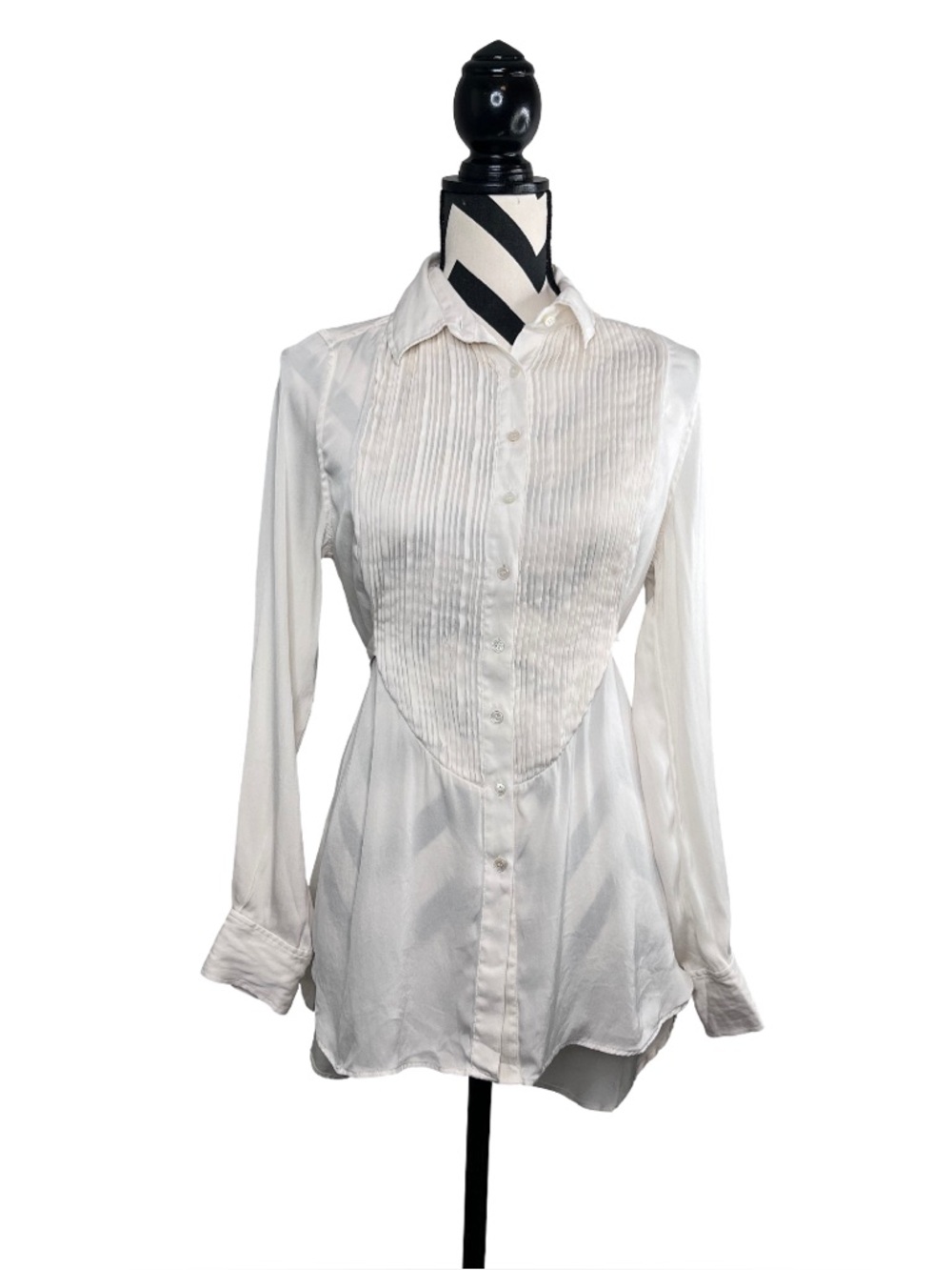 Marissa Webb Sz M Ivory Silk Tuxedo Webb Button Front Blouse